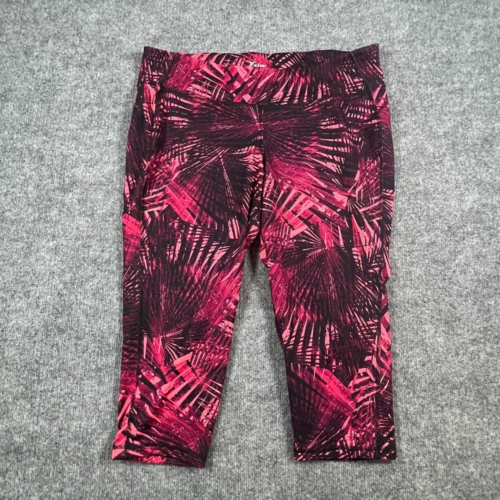 Old Navy Active Go Dry Capri Leggings Womens 2XL Pink Palm Leaf Athleisure Gym